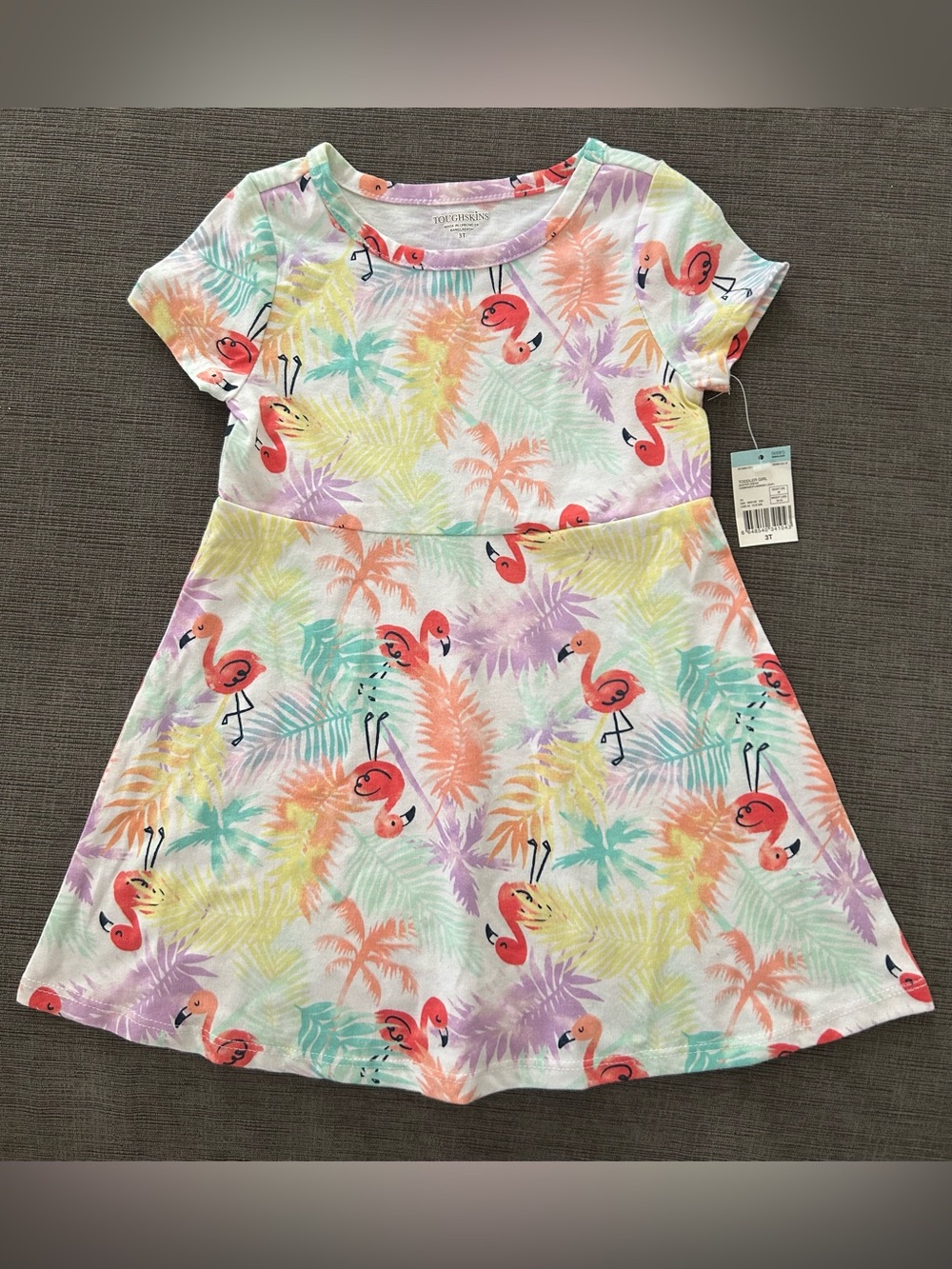 Toughskins Toddler Girls Skater Dress Flamingos 3T NWT